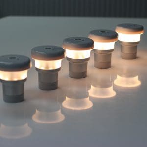 Five up lighted tablepoints on a table